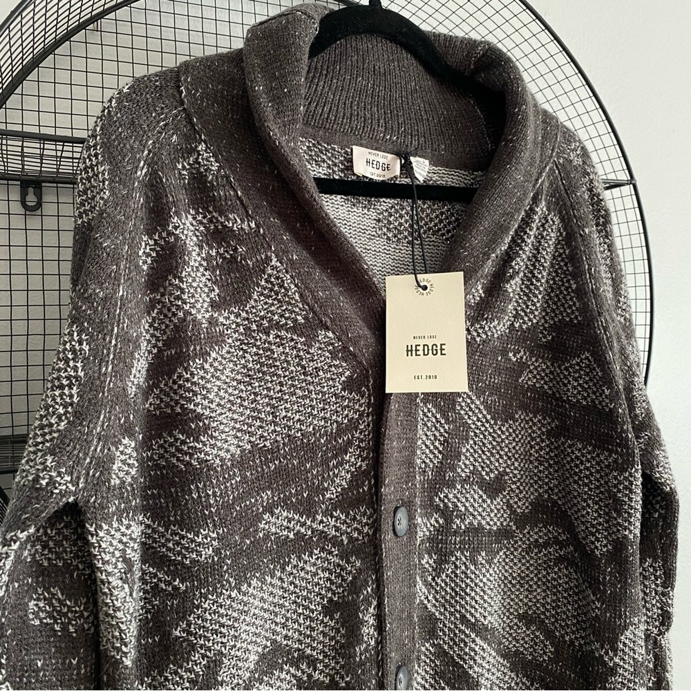 NWT mens HEDGE Camo Shawl Collar Button Cardigan - Picture 3 of 10